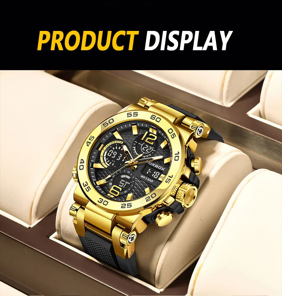 Watch Men Fashion Diver Watch Men Top Brand Luxury Sport Waterproof Military Chronograph Relógio Masculino+BOX