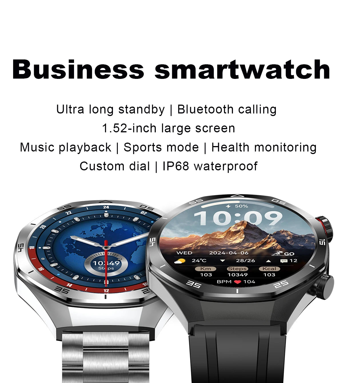 REVE100 Intelligent New Watch Customized Dial 1.52 Inches 360 * 360 Resolution Heart Rate Sleep Monitoring Business Men's Watch