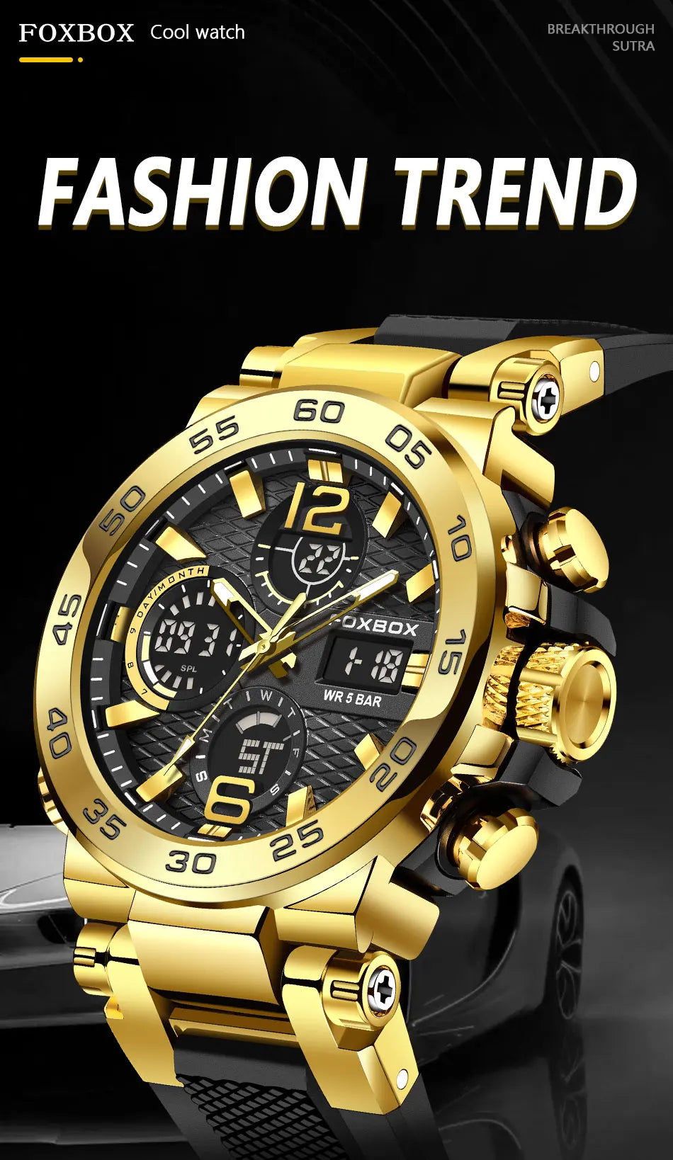 Watch Men Fashion Diver Watch Men Top Brand Luxury Sport Waterproof Military Chronograph Relógio Masculino+BOX
