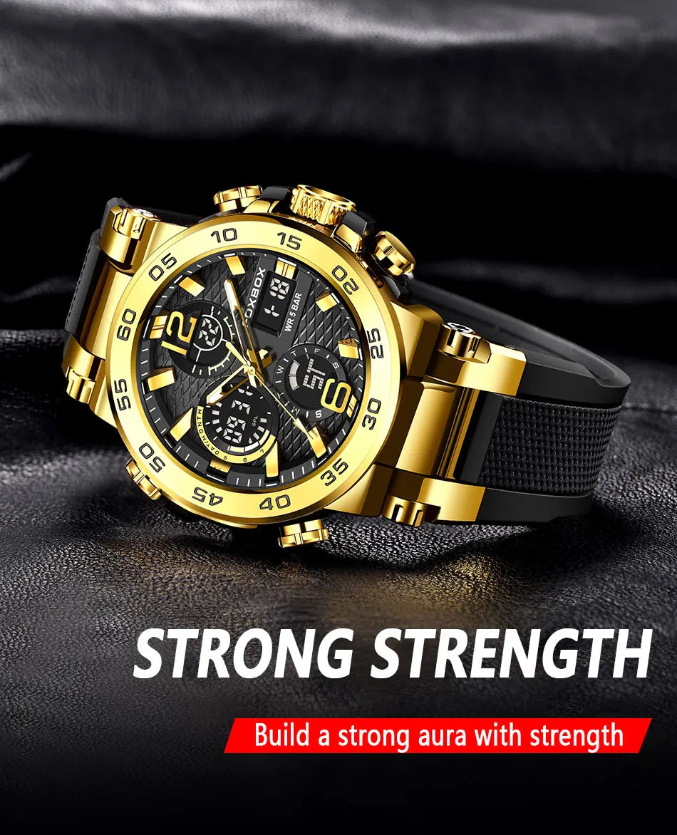 Watch Men Fashion Diver Watch Men Top Brand Luxury Sport Waterproof Military Chronograph Relógio Masculino+BOX
