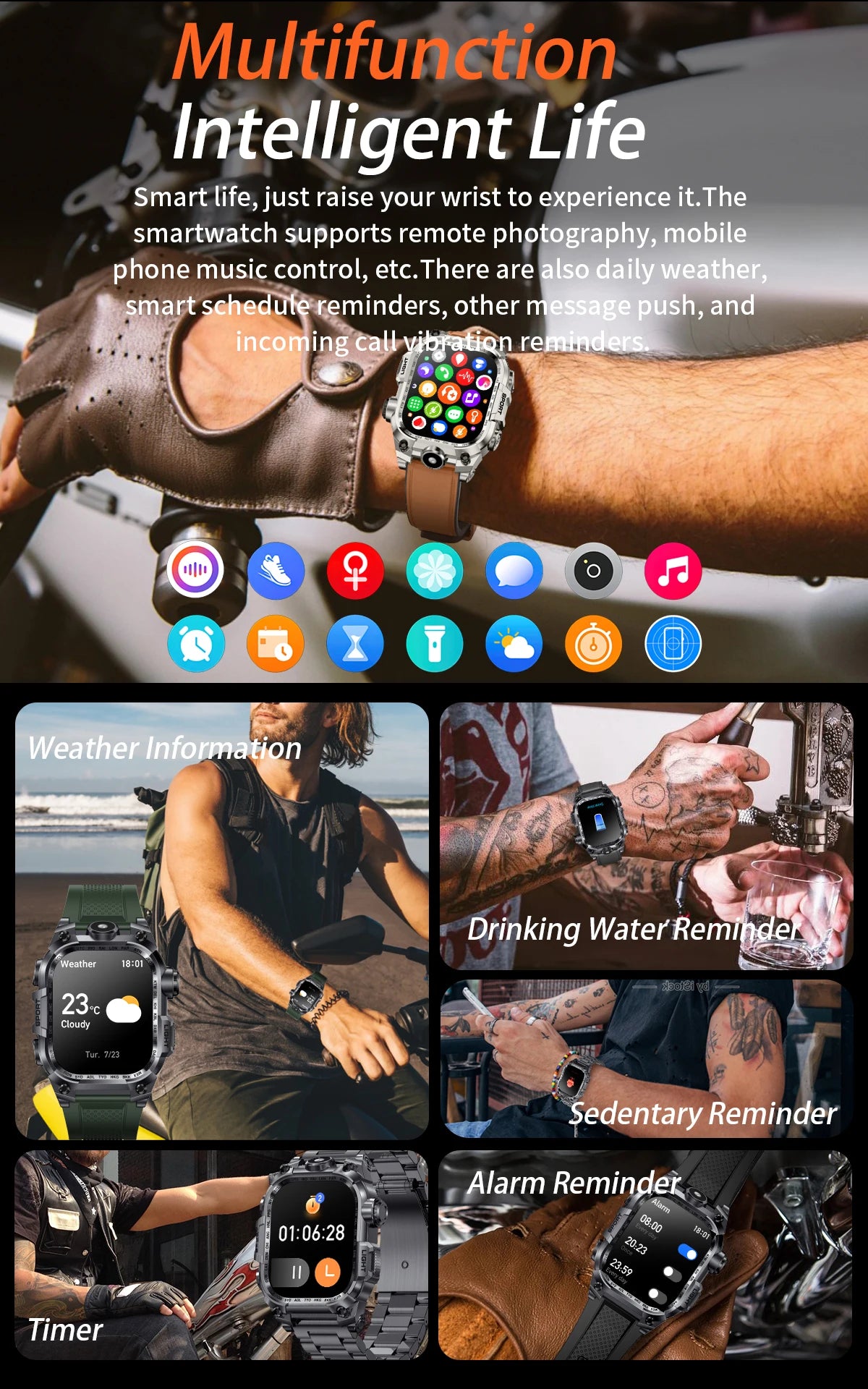 REVE100 New Smart Watch 2.01-inch TFT Screen 320 * 390 Resolution 650mAh Battery Heart Rate and Blood Pressure Monitoring Watch
