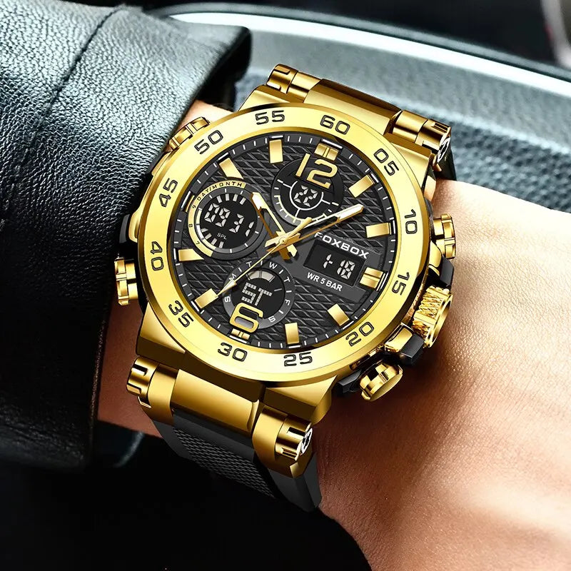Watch Men Fashion Diver Watch Men Top Brand Luxury Sport Waterproof Military Chronograph Relógio Masculino+BOX