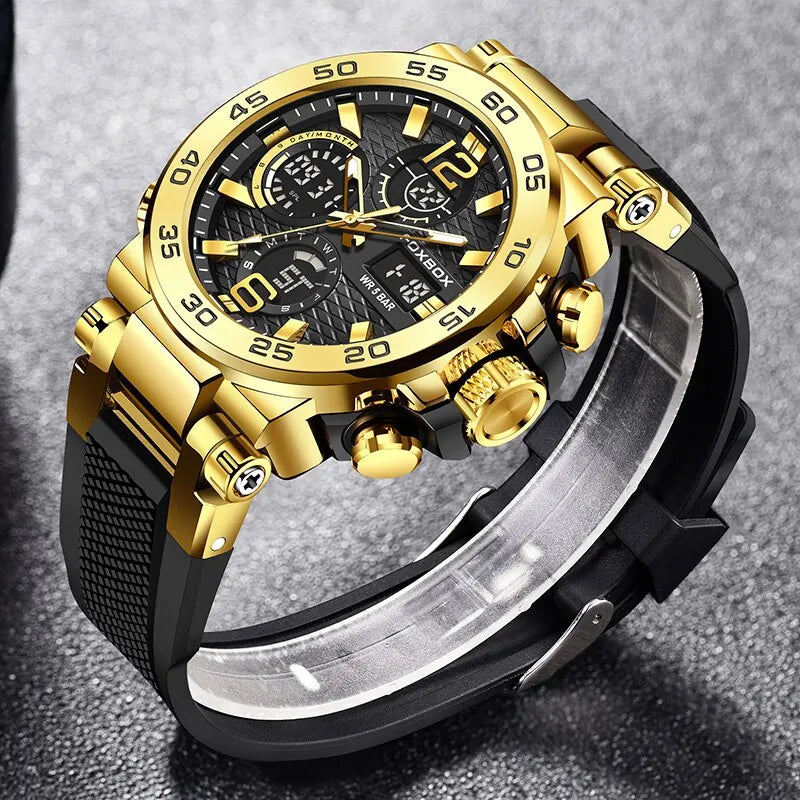 Watch Men Fashion Diver Watch Men Top Brand Luxury Sport Waterproof Military Chronograph Relógio Masculino+BOX