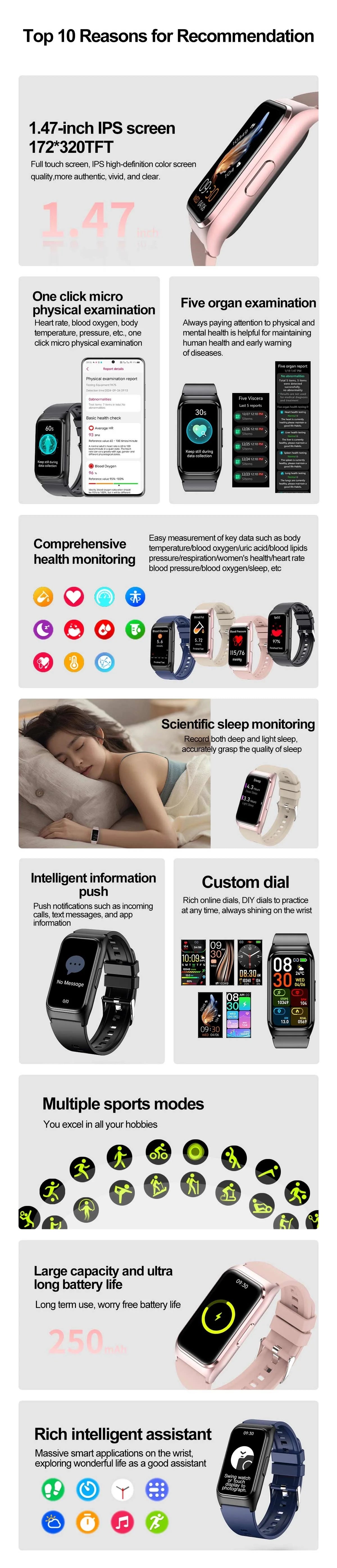 2025 REVE100 New Smartwatch 1.47-inch 170 * 320 High-definition Resolution Heart Rate Health Monitoring Multi Sport Mode Watch