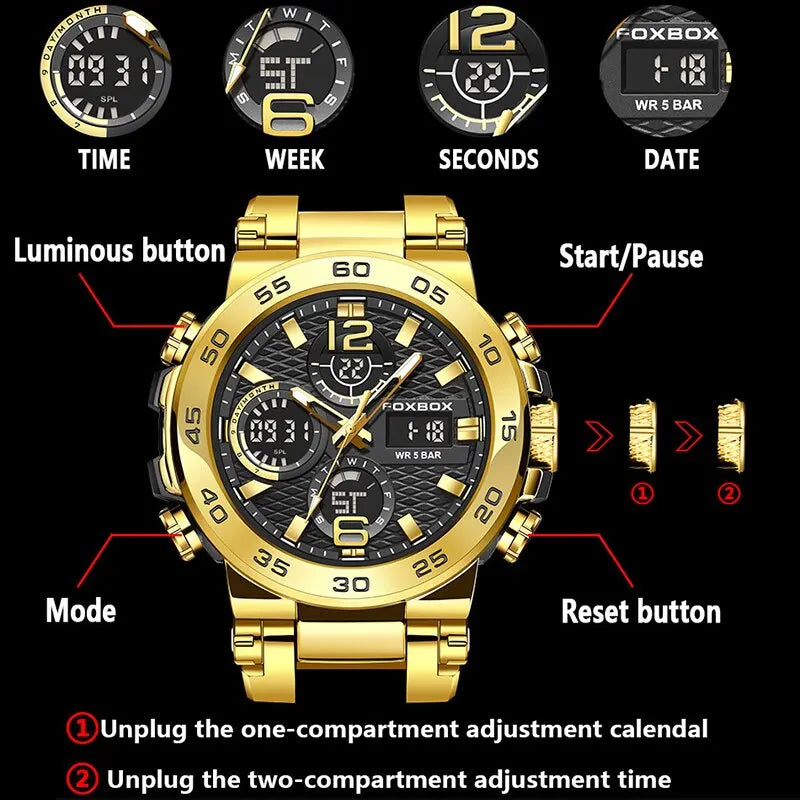 Watch Men Fashion Diver Watch Men Top Brand Luxury Sport Waterproof Military Chronograph Relógio Masculino+BOX