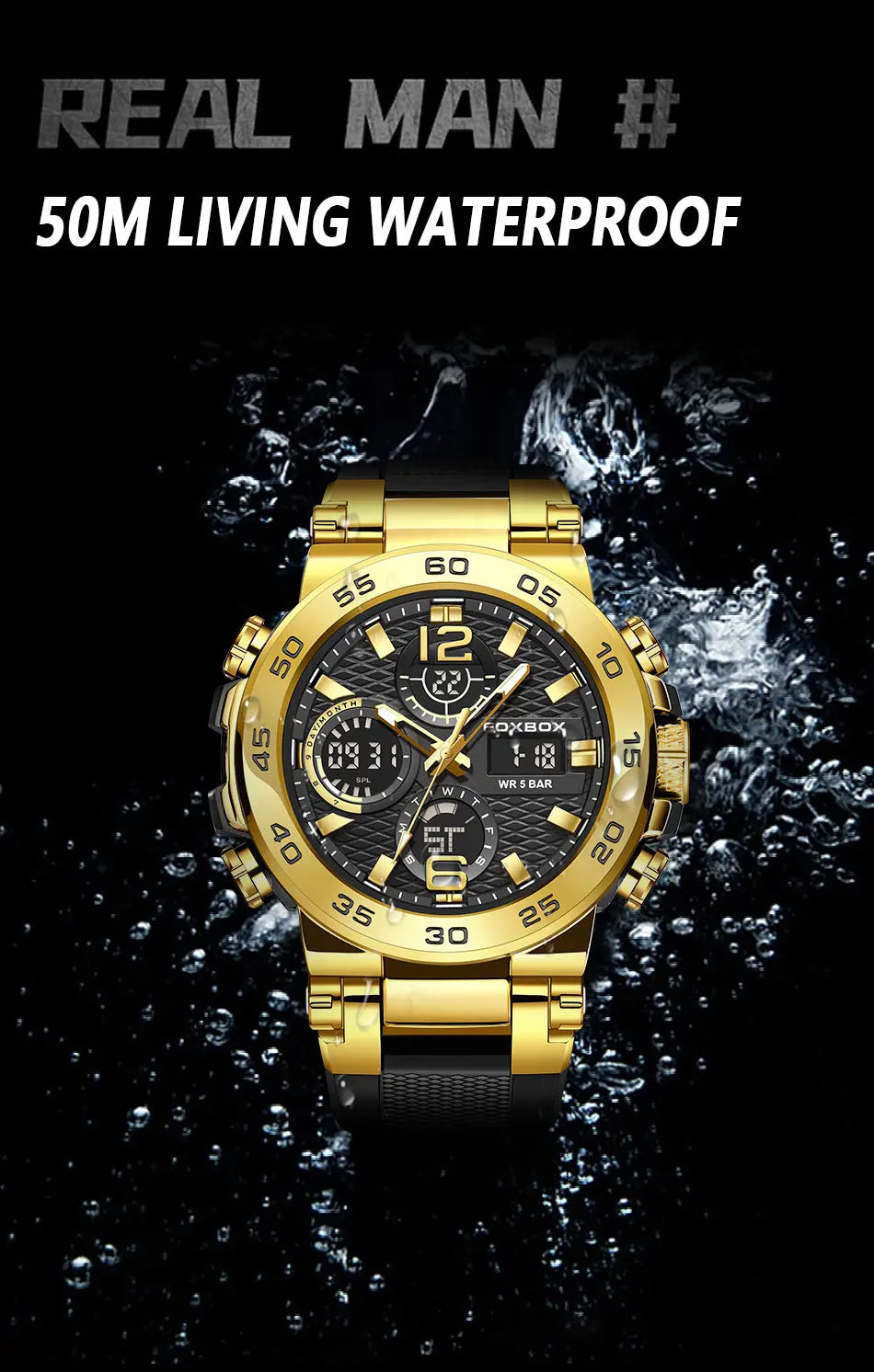 Watch Men Fashion Diver Watch Men Top Brand Luxury Sport Waterproof Military Chronograph Relógio Masculino+BOX