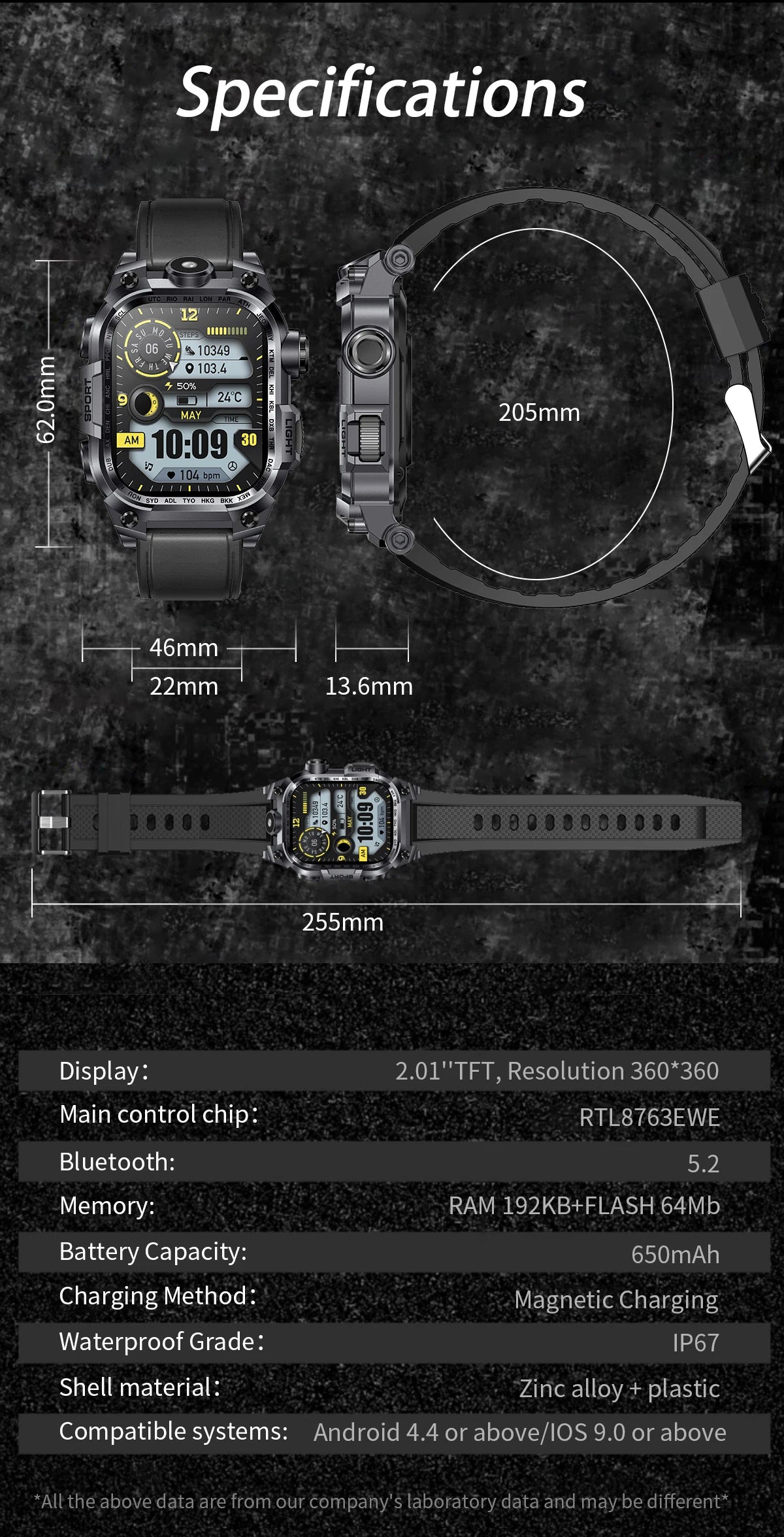 REVE100 New Smart Watch 2.01-inch TFT Screen 320 * 390 Resolution 650mAh Battery Heart Rate and Blood Pressure Monitoring Watch