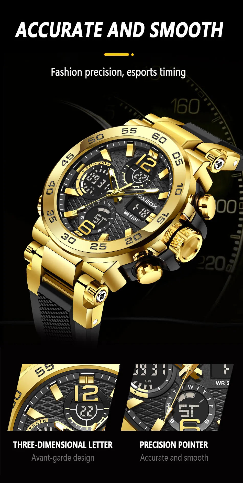 Watch Men Fashion Diver Watch Men Top Brand Luxury Sport Waterproof Military Chronograph Relógio Masculino+BOX