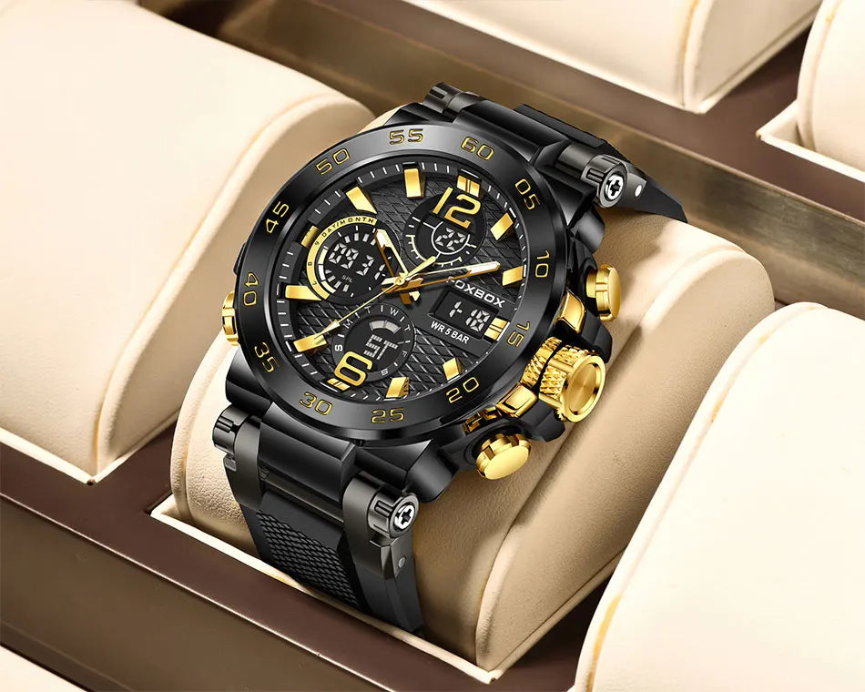 Watch Men Fashion Diver Watch Men Top Brand Luxury Sport Waterproof Military Chronograph Relógio Masculino+BOX