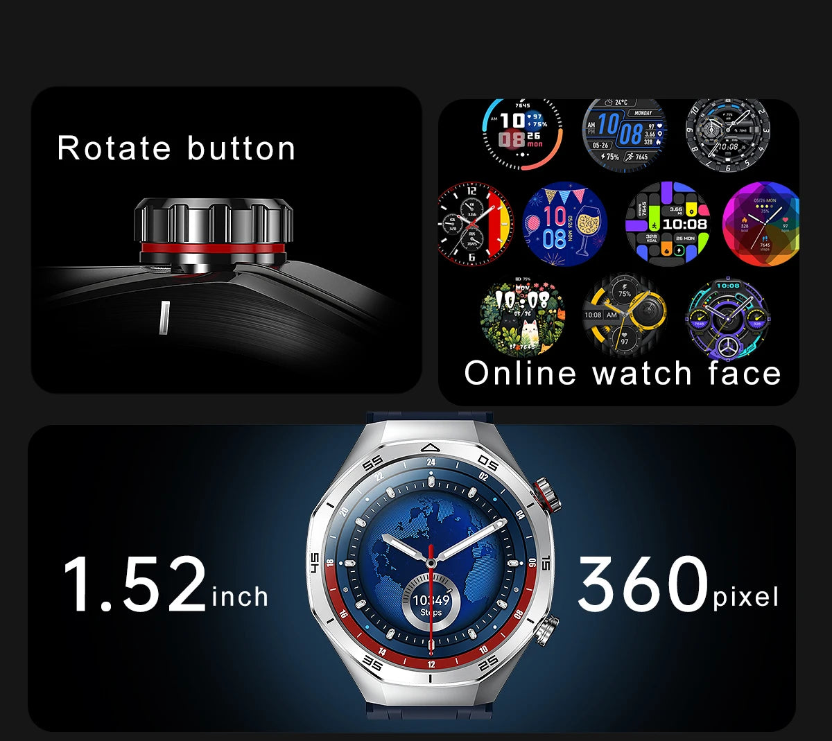 REVE100 Intelligent New Watch Customized Dial 1.52 Inches 360 * 360 Resolution Heart Rate Sleep Monitoring Business Men's Watch
