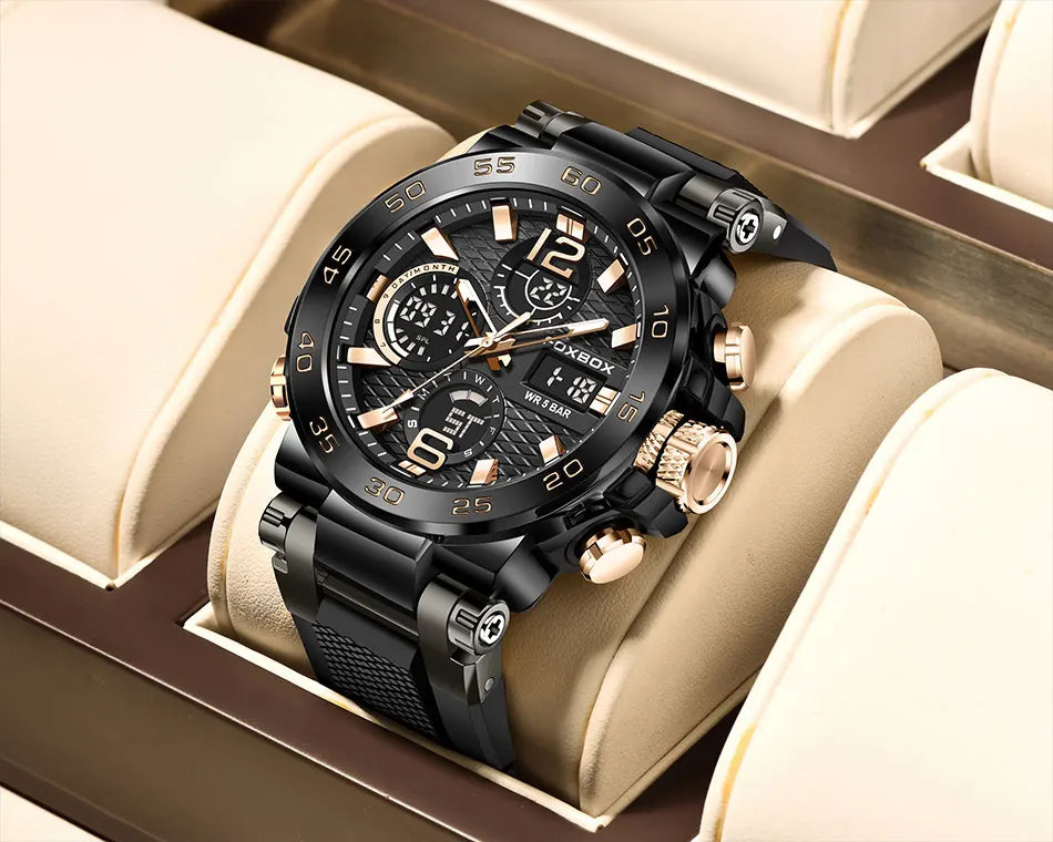 Watch Men Fashion Diver Watch Men Top Brand Luxury Sport Waterproof Military Chronograph Relógio Masculino+BOX